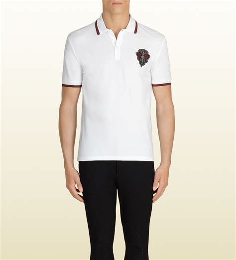 mens white gucci polo shirt|Gucci polo top.